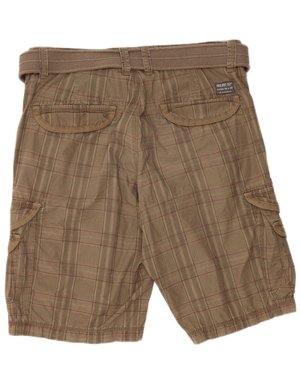 C&A Herren-Cargoshorts, EU 48, mittelgroß, W34, Khaki, kariert, Baumwolle