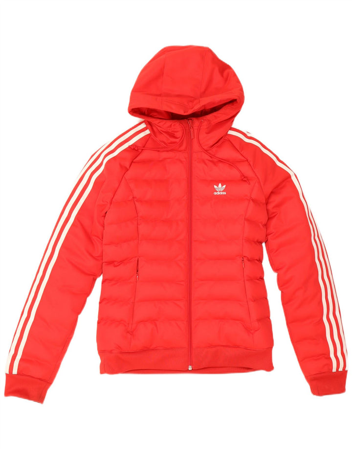 Adidas Damen Kapuzenjacke, wattiert, UK 6, XS, Rot, Polyester