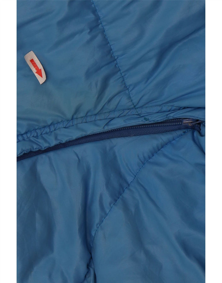 Wattierte Vintage-Herrenjacke mit Kapuze, IT 52 XL, blaues Colourblock-Polyamid