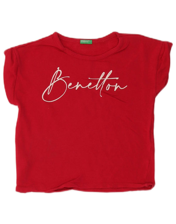 Benetton Mädchen-T-Shirt mit Grafik, 7–8 Jahre, Rot