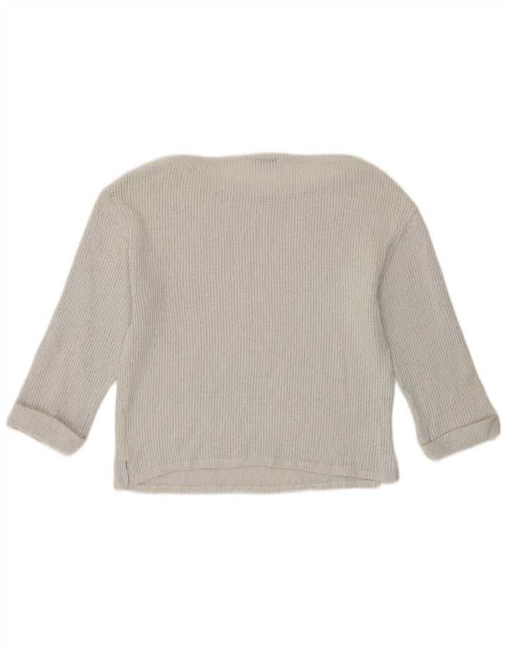 Zara Damen-Top, 3/4-Ärmel, UK-Größe 12, mittelweiße Baumwolle