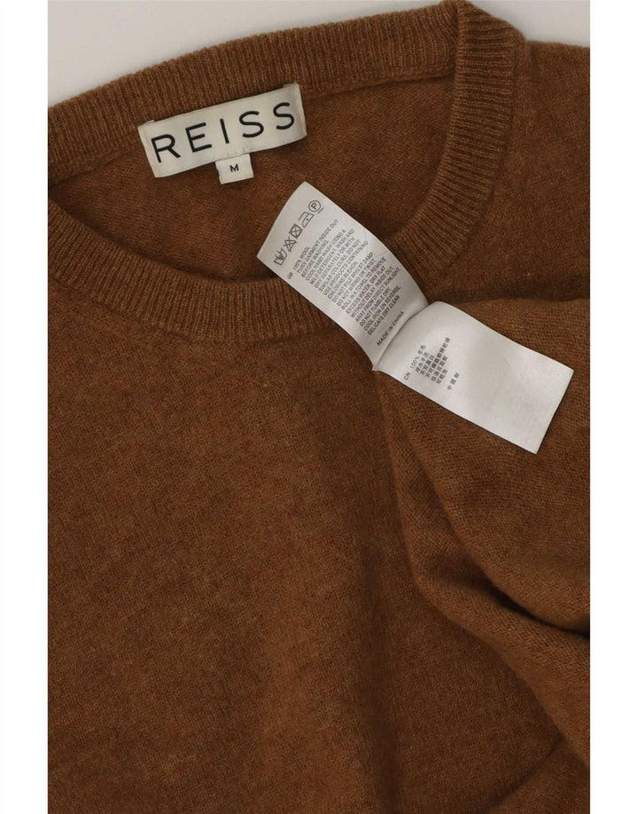 Reiss Damen-Pullover mit Rundhalsausschnitt, UK 14, mittelbraune Wolle