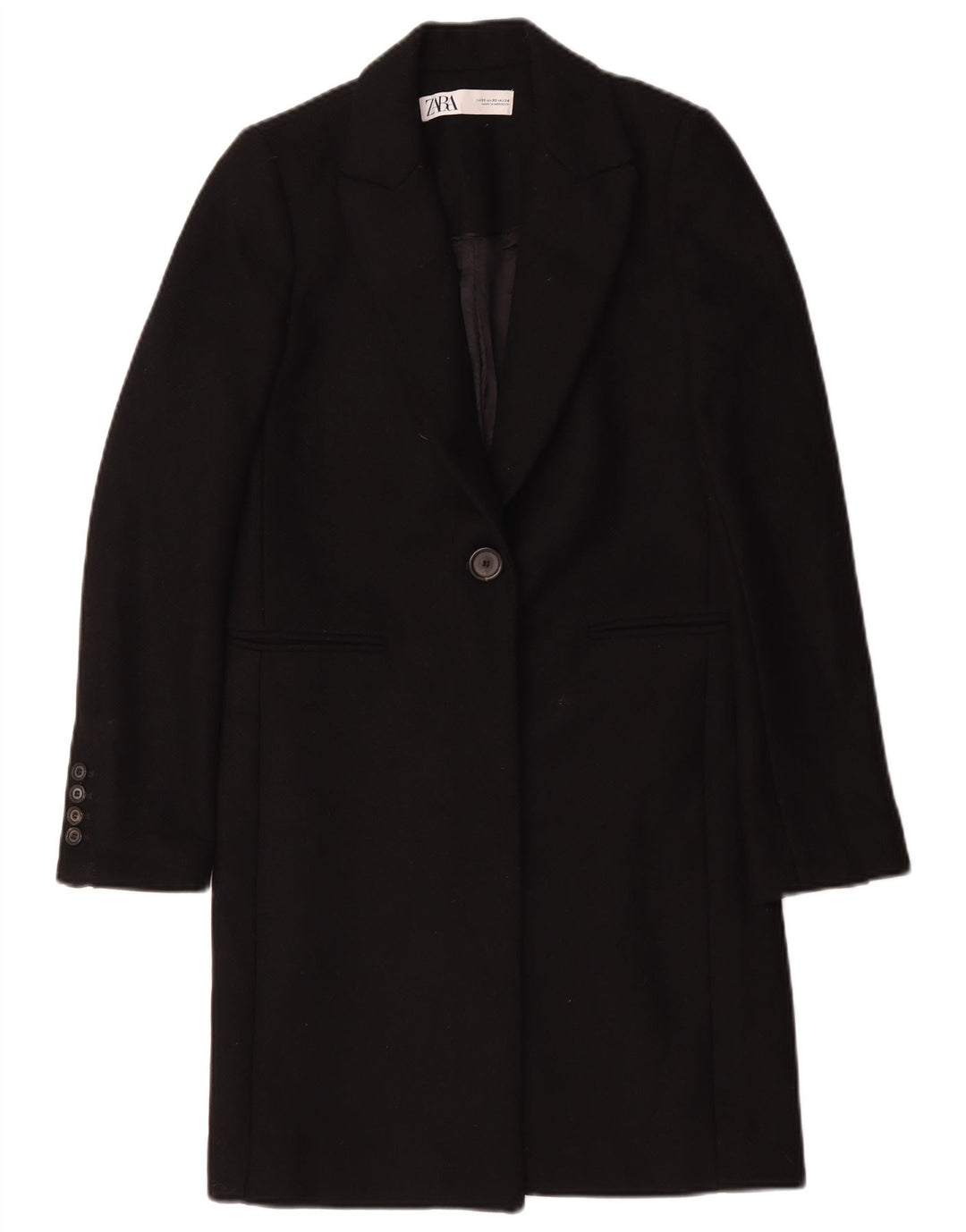 Zara Damen Mantel UK 6 XS Schwarz Polyester