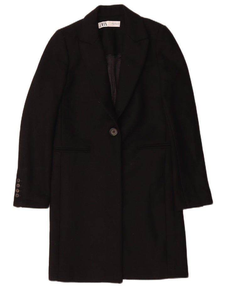 Zara Damen Mantel UK 6 XS Schwarz Polyester