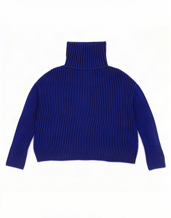 Zara Herren-Pullover mit Rollkragen, übergroß, UK 14, mittelblau, Nadelstreifen