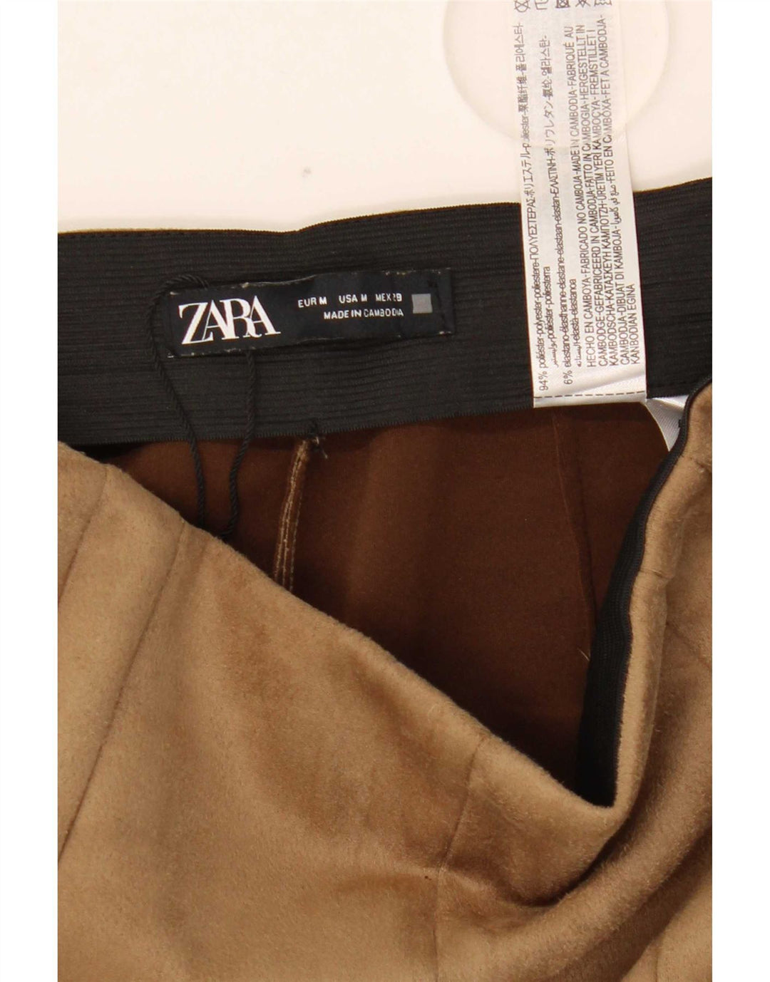 Zara Damen Slim High Waist Hose Medium W28 L27 Braun Polyester