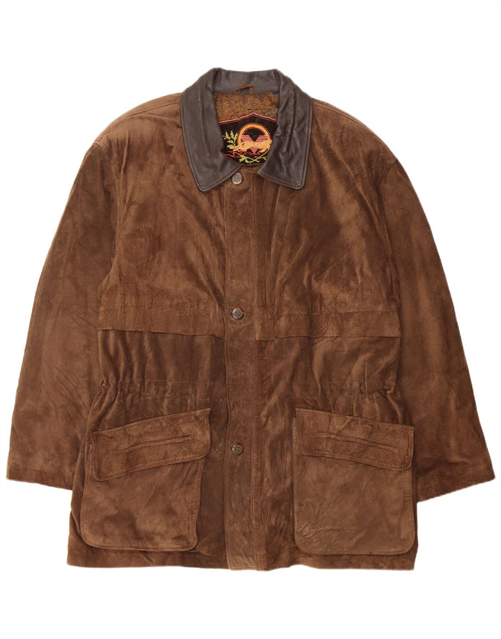 Vintage Herren Wildlederjacke IT 54 XL Braunes Leder