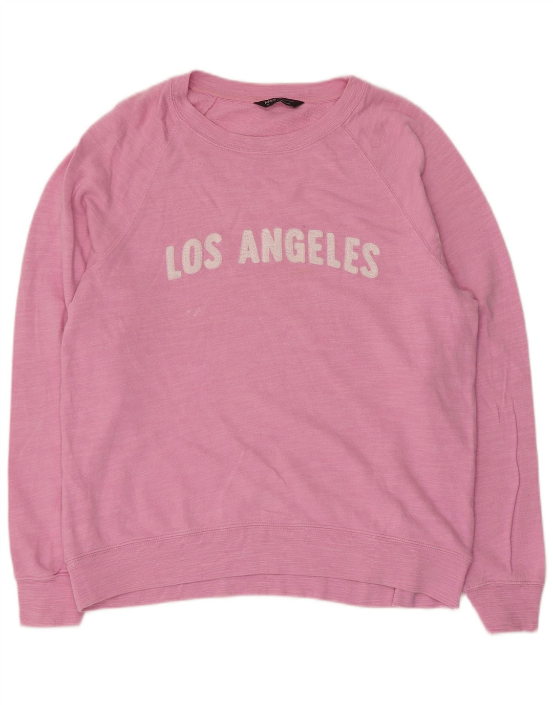 Marks & Spencer Grafik-Sweatshirtpullover für Damen, UK 12, mittelrosa gefleckt