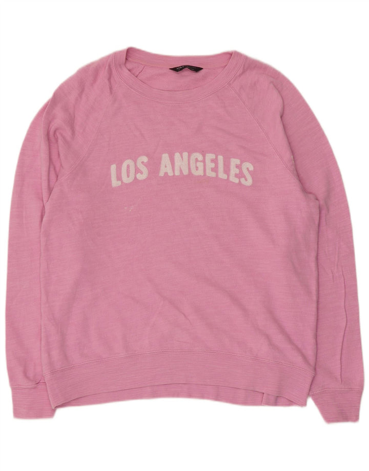 Marks & Spencer Grafik-Sweatshirtpullover für Damen, UK 12, mittelrosa gefleckt