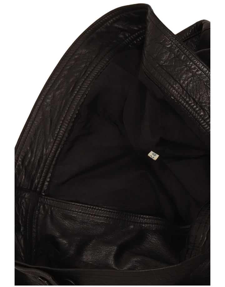 Berrino Herren Crop Leder Bikerjacke IT 48 Medium Schwarz