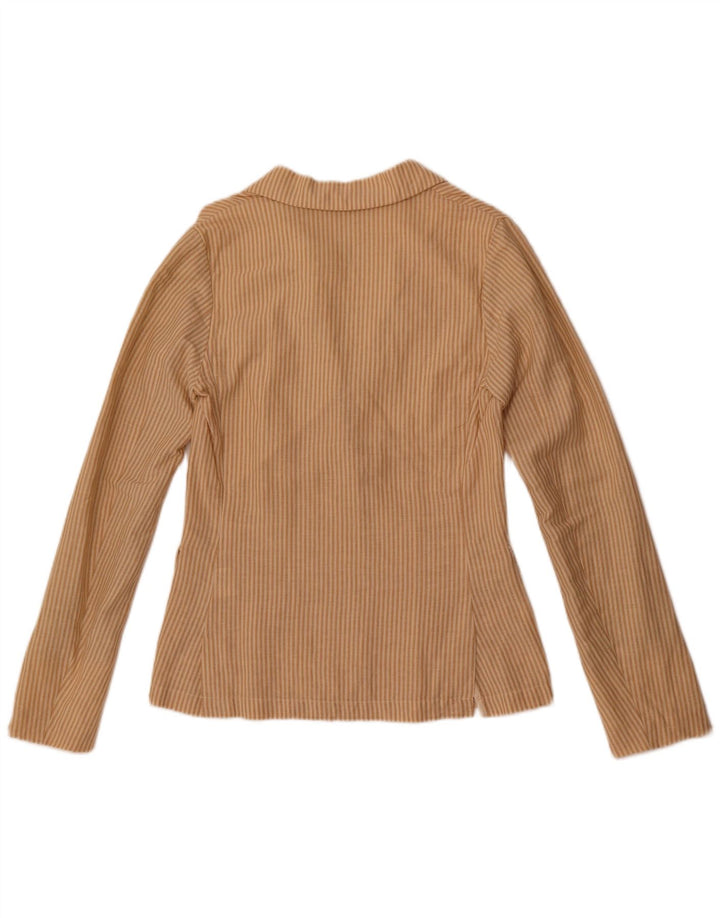Maison Scotch Damen-Blazer mit 2 Knöpfen, Größe 1, klein, beige, Nadelstreifen