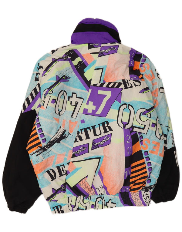 Vintage Mens Graphic Hooded Ski Jacket UK 40 Large Multicoloured Polyamide