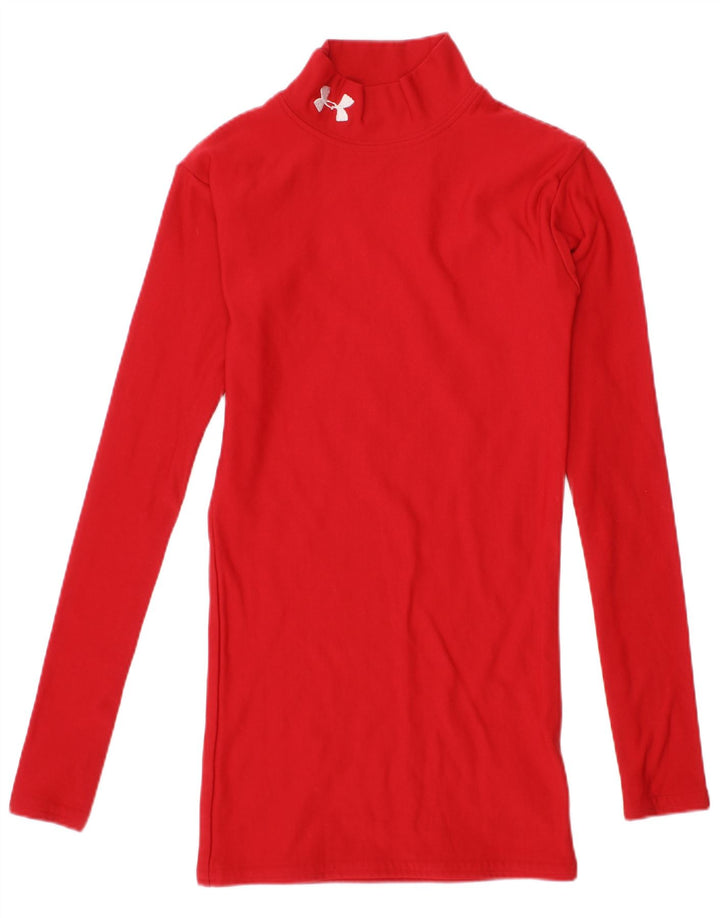 UNDER ARMOUR Cold Gear Top für Mädchen, langärmlig, 7–8 Jahre, Größe S, rotes Nylon