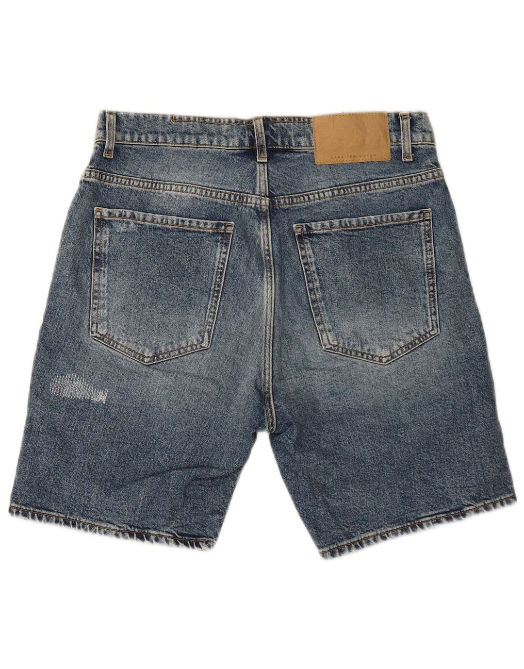 Zara Herren Distressed Denim Shorts EU 40 Medium W31 Blau