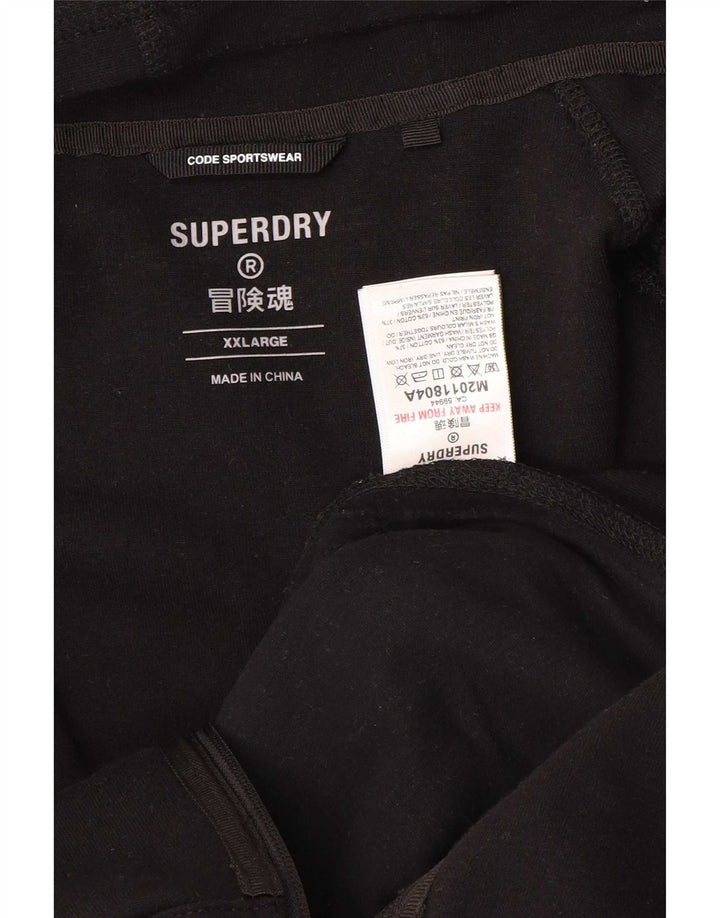 Superdry Herren-Kapuzenpullover mit Reißverschluss, 2XL, schwarze Baumwolle