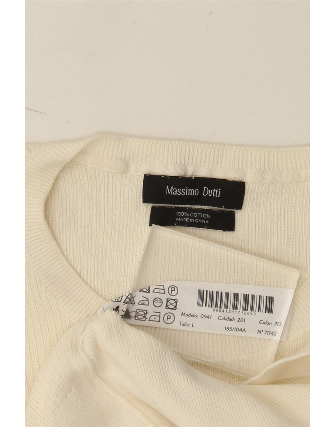 Massimo Dutti Herren-T-Shirt, kurzärmelig, groß, aus weißer Baumwolle