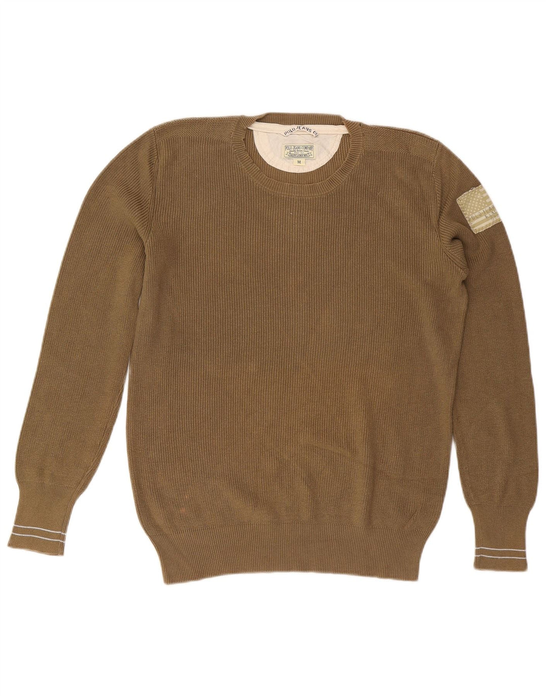 RALPH LAUREN Herren-Pullover mit Rundhalsausschnitt, mittelbraune Baumwolle