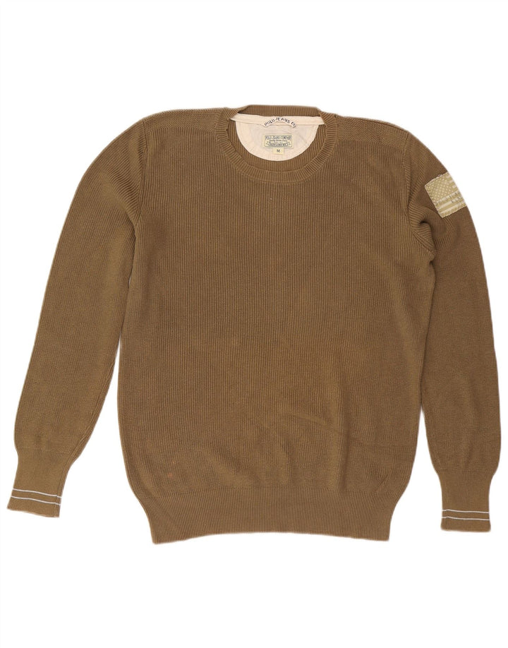 RALPH LAUREN Herren-Pullover mit Rundhalsausschnitt, mittelbraune Baumwolle