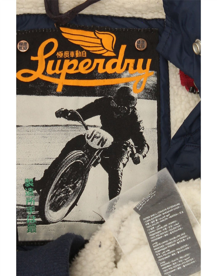 Superdry Damen Steppjacke UK 14 Medium Marineblau Nylon