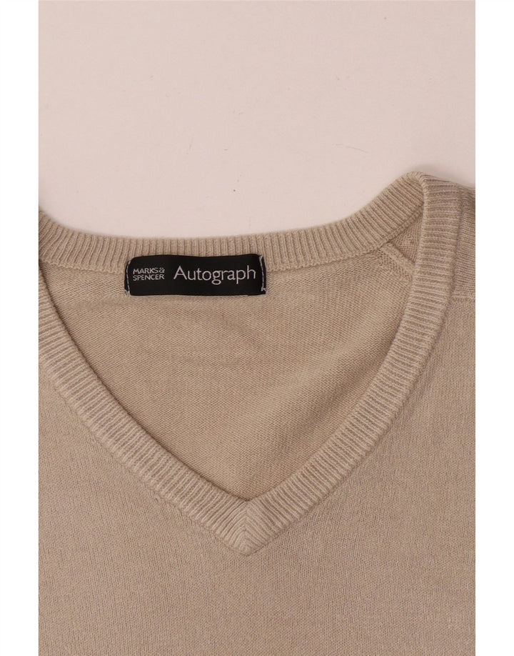 Marks & Spencer Herren Autograph Pullover mit V-Ausschnitt Mittelbeige