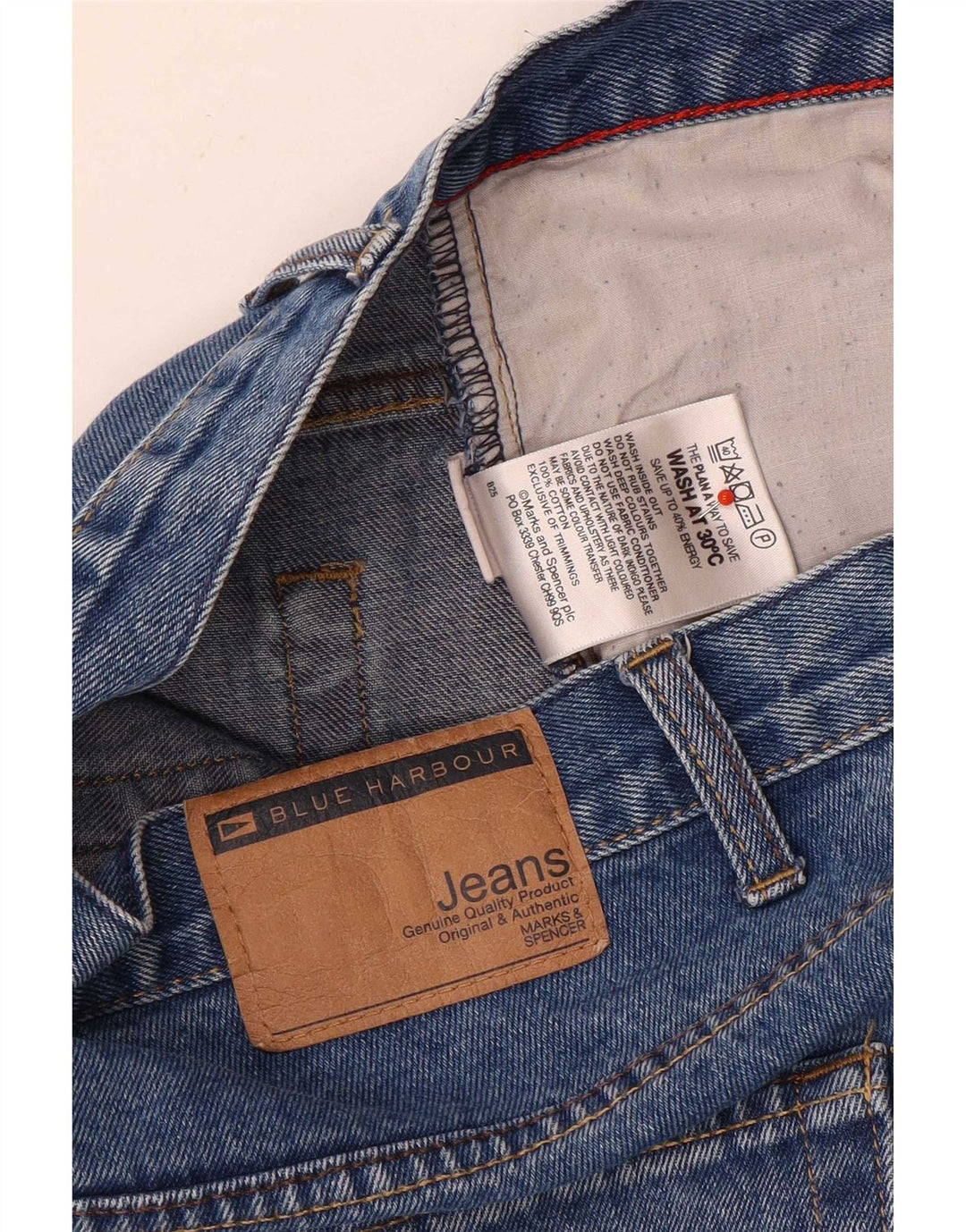 Marks & Spencer Herren Blue Harbor Straight Jeans W34 L33 Baumwolle