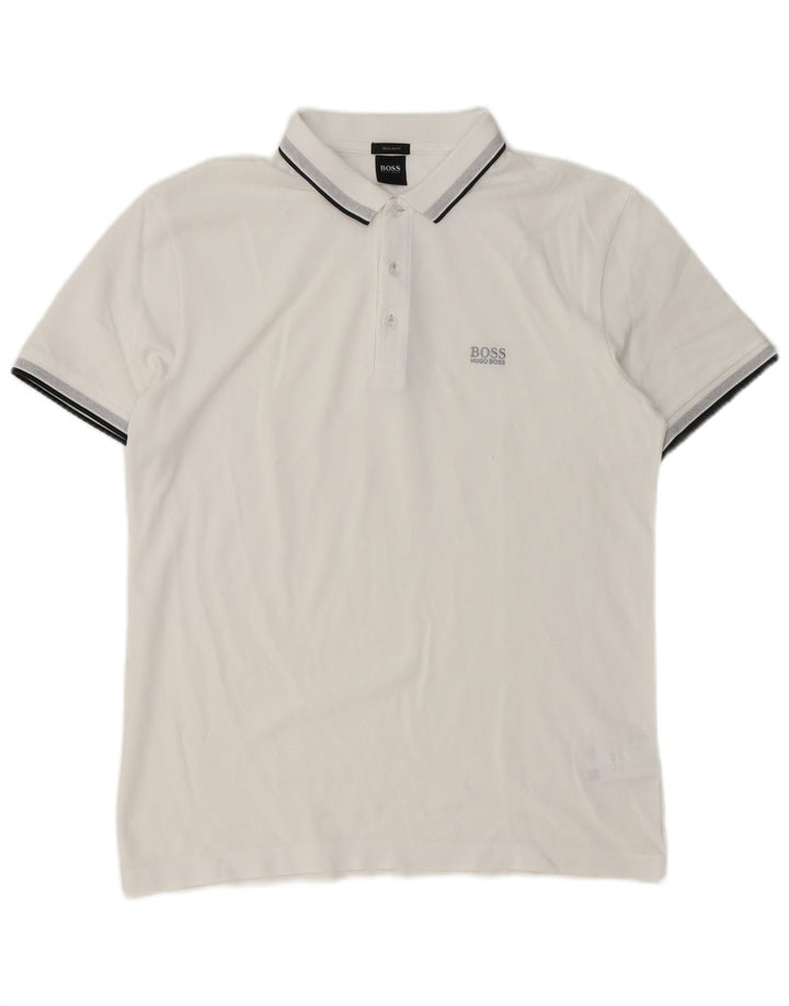 Hugo Boss Herren-Poloshirt mit normaler Passform, große weiße Baumwolle