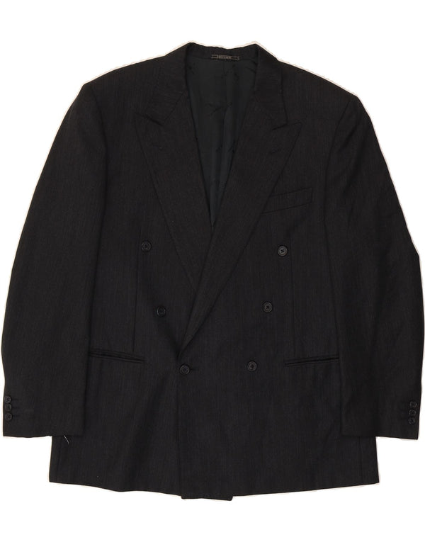 TRUSSARDI Mens Double Breasted Blazer Jacket UK 38 Medium Black Wool