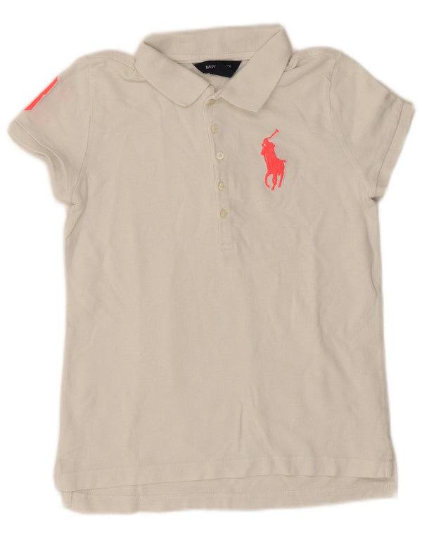Ralph Lauren Mädchen-Poloshirt mit Grafik, 12–13 Jahre, Größe L, Weiß