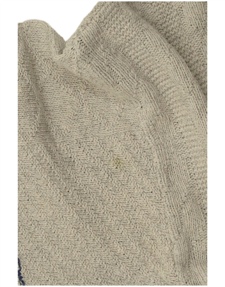 VINTAGE Herren-Pullover mit V-Ausschnitt, groß, grau gestreift