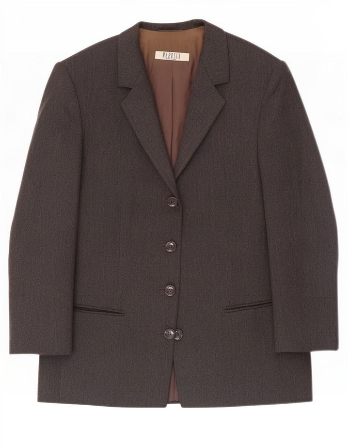 Marella Damen-Blazerjacke mit 4 Knöpfen, UK 12, mittelgraue Wolle