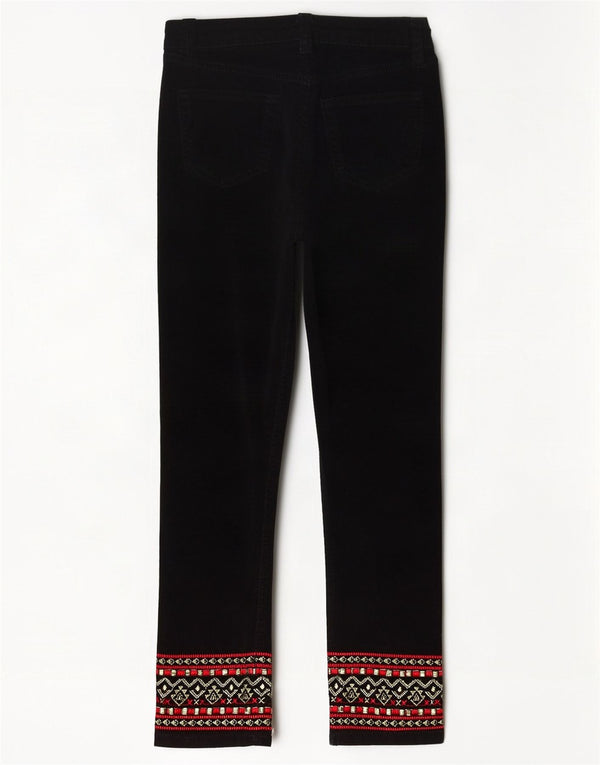 Desigual Damen Slim Fit Samt-Kurzhose W30 L26 Schwarz Geometrisch