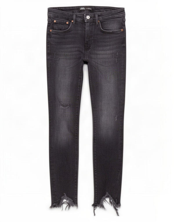 Zara Damen Distressed Skinny Jeans EU 38 Small W28 L28 Schwarz