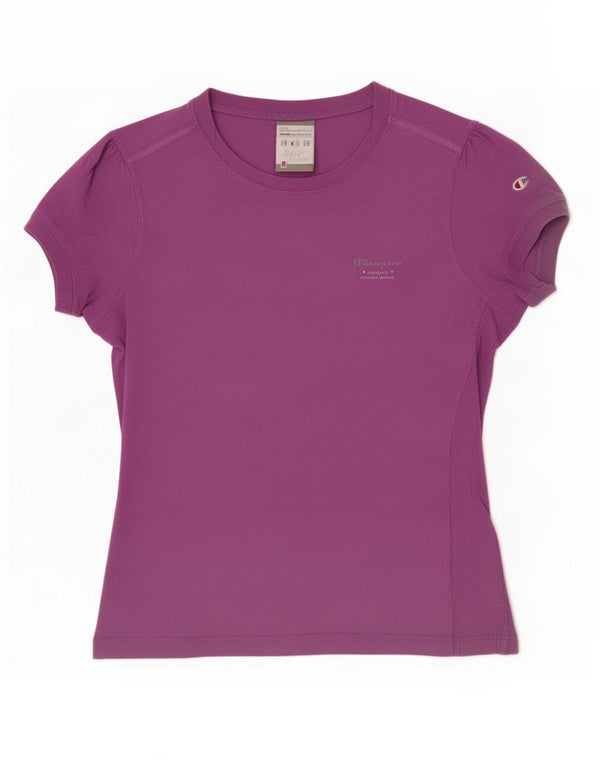 Champion Womens Heritage Classics T-Shirt Top UK 10 Small Lila Baumwolle