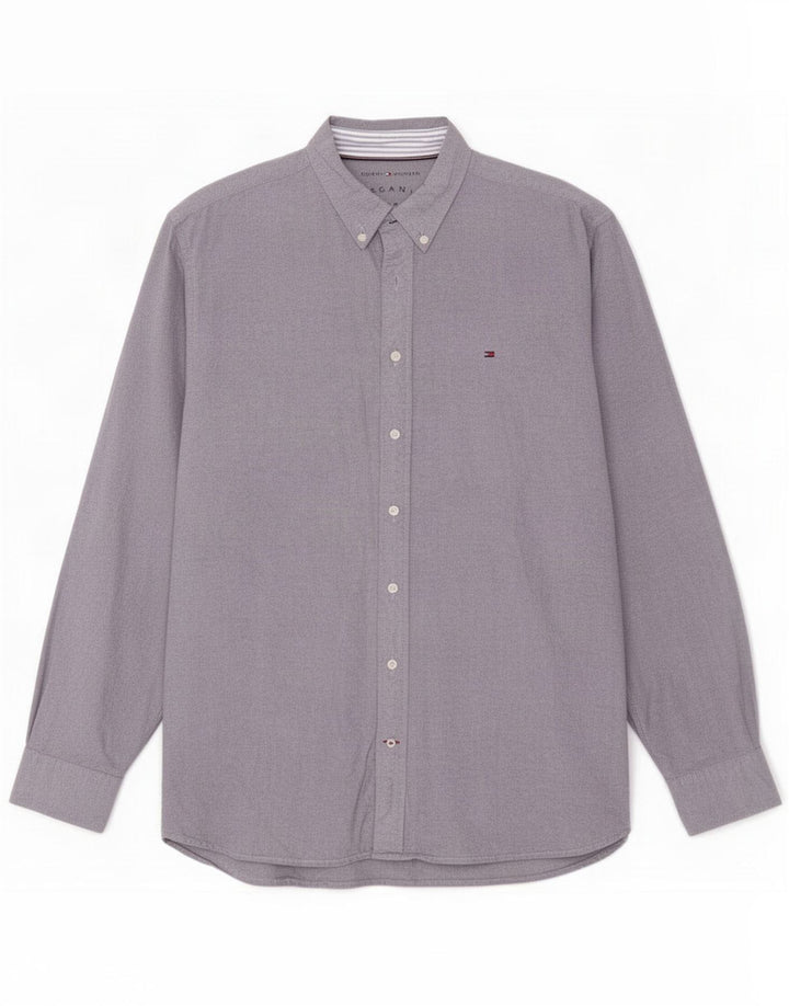 Tommy Hilfiger Herrenhemd 2XL Blaue Baumwolle