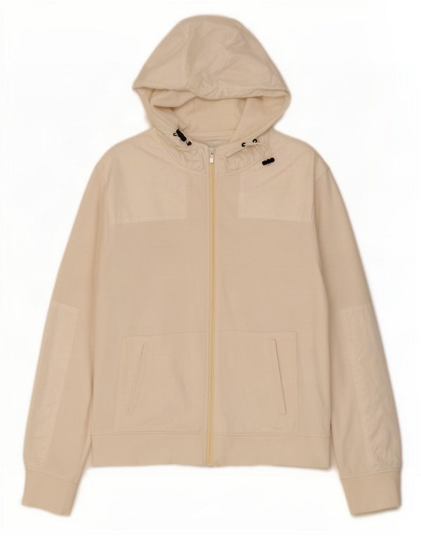 Zara Herren-Kapuzenpullover mit Reißverschluss, XL, weiße Baumwolle
