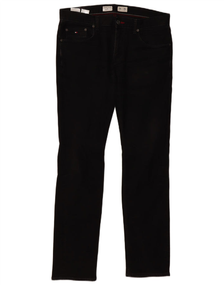 TOMMY HILFIGER Herren Denton Straight Jeans W34 L34 Schwarze Baumwolle
