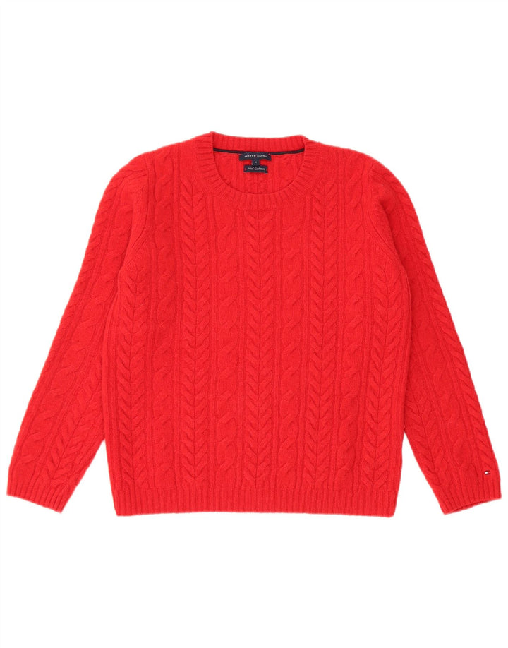 Tommy Hilfiger Damen-Pullover mit Rundhalsausschnitt, UK 12, mittelrote Wolle