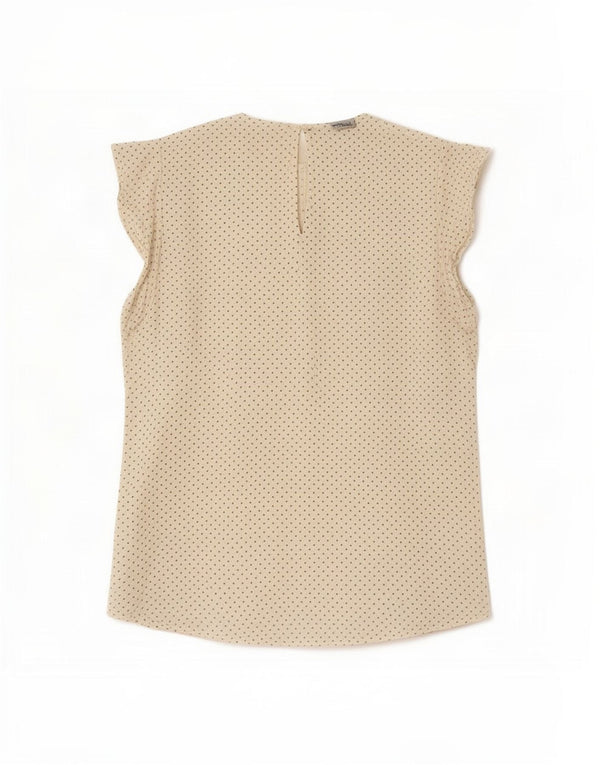 Zara Damen Blusenoberteil UK 6 XS Weiß gefleckte Viskose