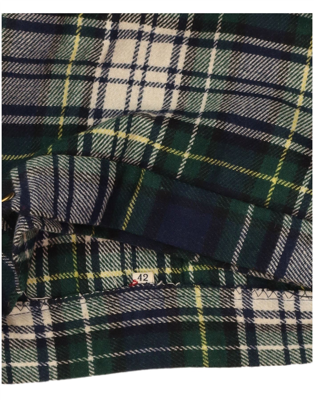 VINTAGE Damen Wickelrock mit hoher Taille IT 42 Medium W26 Grün kariert