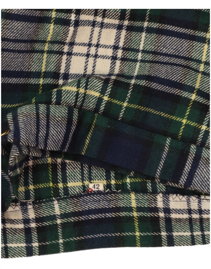 VINTAGE Damen Wickelrock mit hoher Taille IT 42 Medium W26 Grün kariert