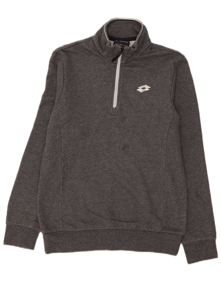 Lotto Herren-Sweatshirt mit Reißverschluss am Hals, Größe S, Grau, Baumwolle