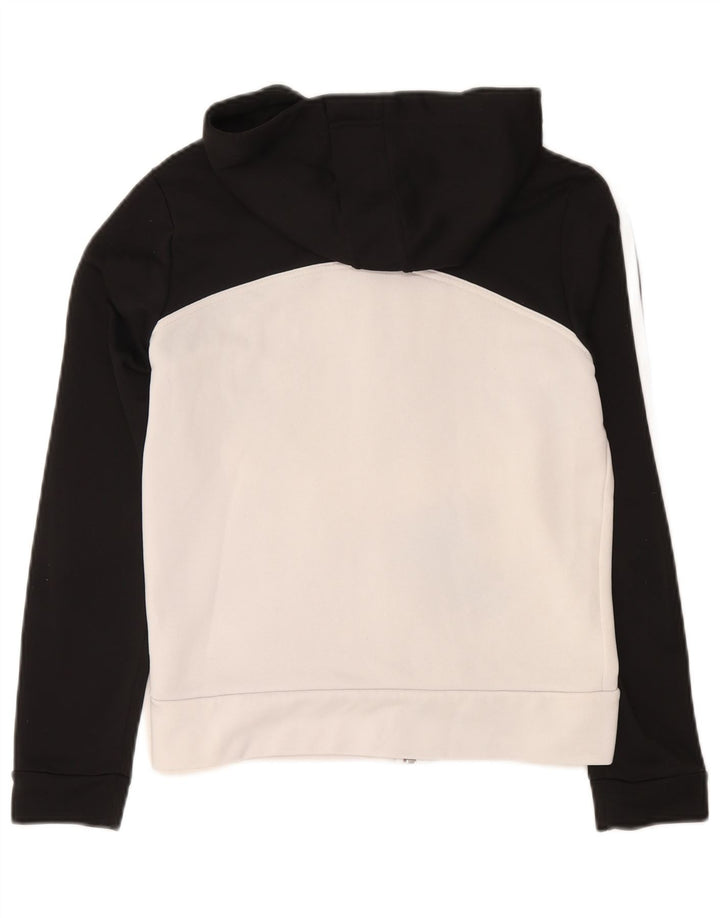 Adidas Damen Zip Hoodie Pullover UK 12 Mittelschwarzes Colourblock-Polyester