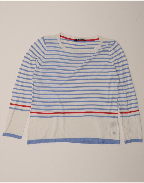 Crew Clothing Damen-Pullover mit U-Boot-Ausschnitt, Gr. 40, Größe L, blau gestreift