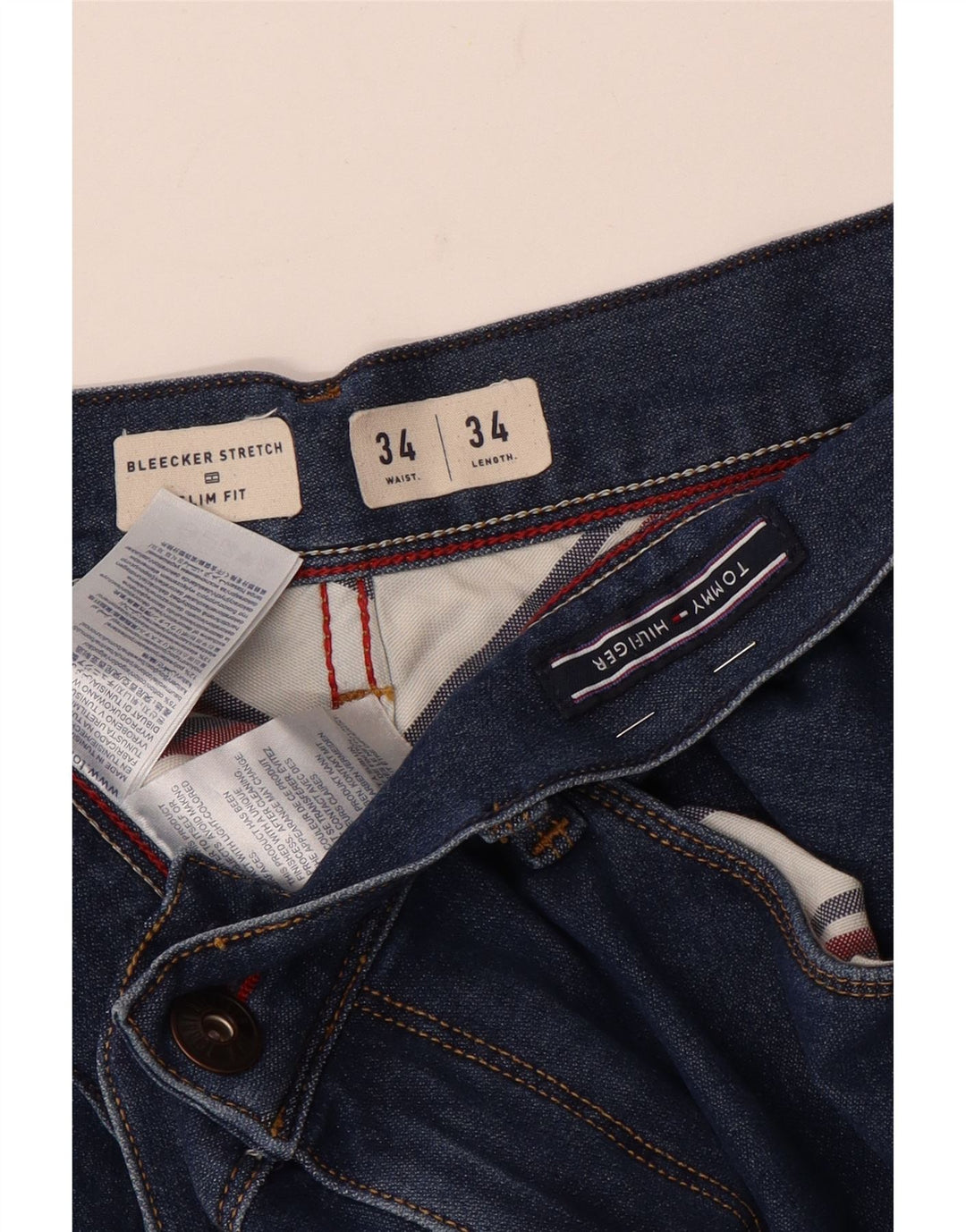 Tommy Hilfiger Herren Bleecker Slim Jeans W34 L34 Blaue Baumwolle