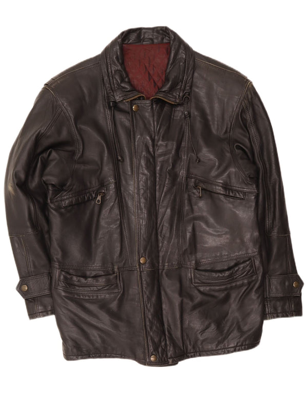 Vintage Herren Lederjacke IT 48 Medium Schwarz