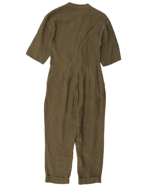Kurzärmliger Overall von Zara für Damen, UK 10, Größe S, Khaki, Lyocell