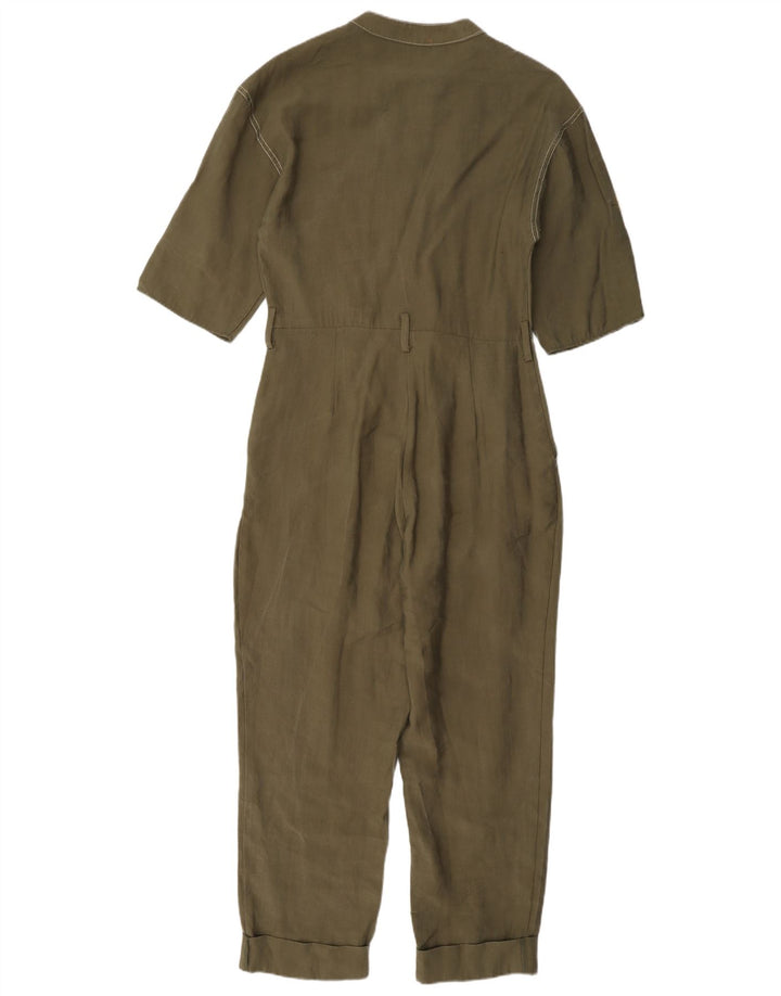 Kurzärmliger Overall von Zara für Damen, UK 10, Größe S, Khaki, Lyocell