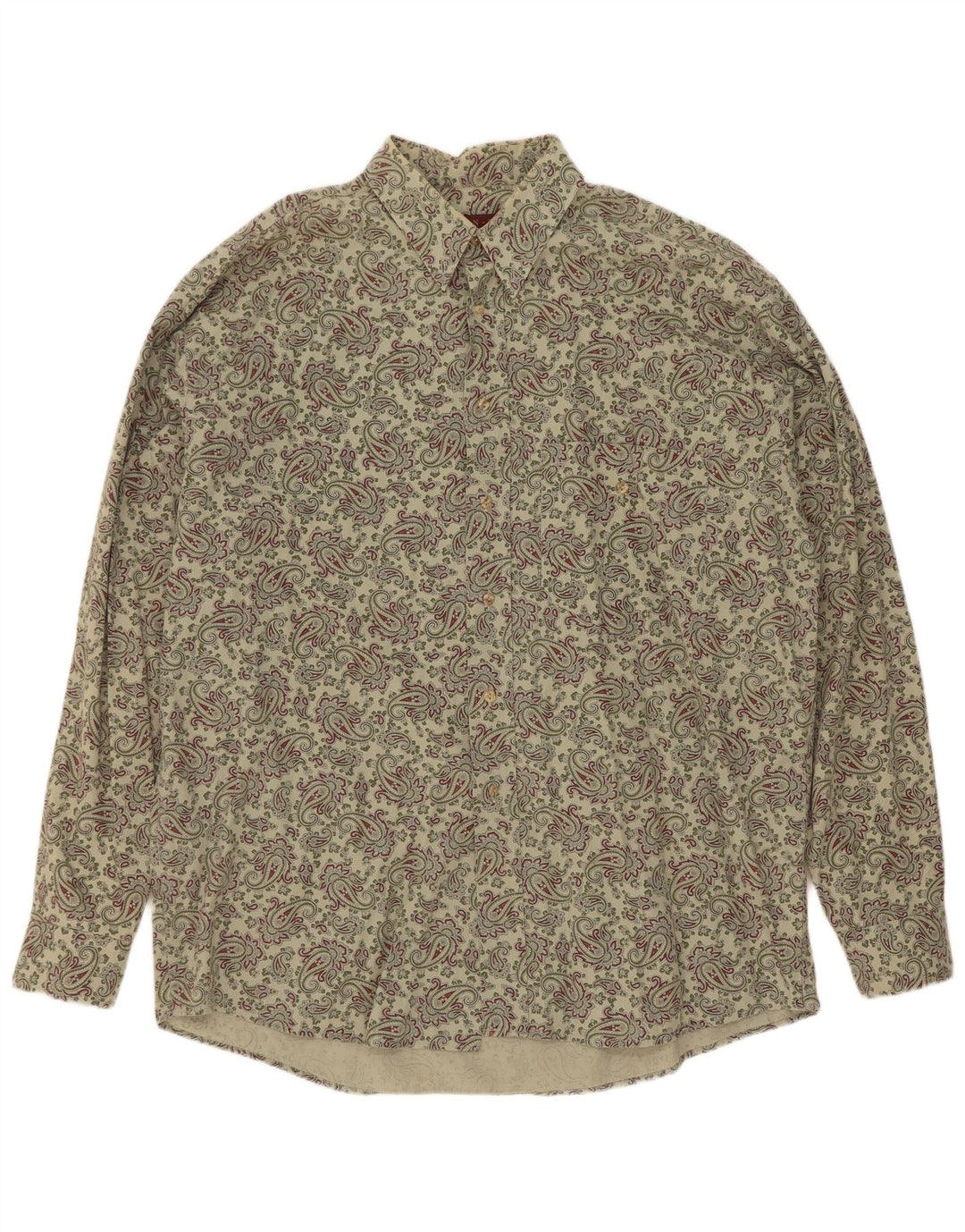 Vintage Herrenhemd XL Grün Paisley Baumwolle