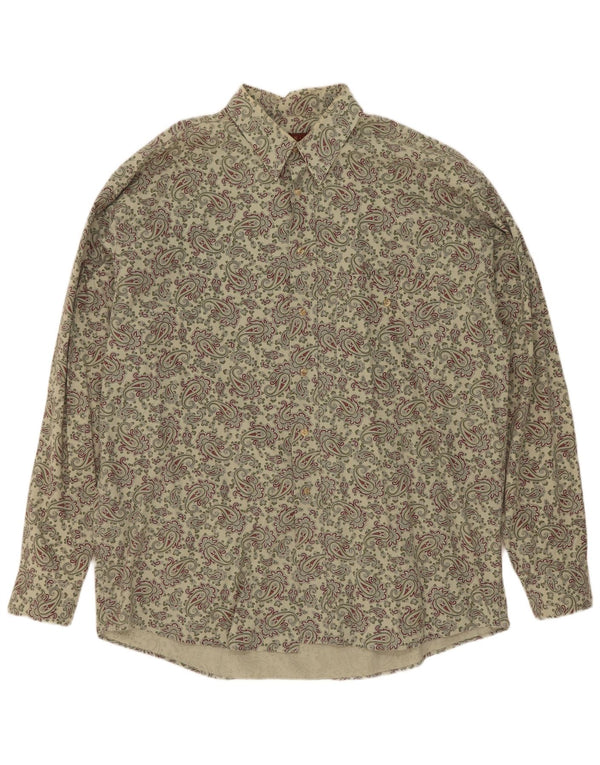 Vintage Herrenhemd XL Grün Paisley Baumwolle