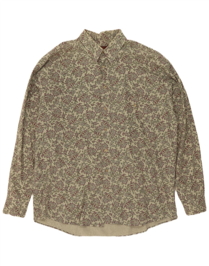 Vintage Herrenhemd XL Grün Paisley Baumwolle